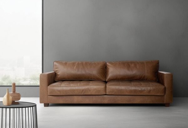 Urban ladder sofa brown leather 3 seater