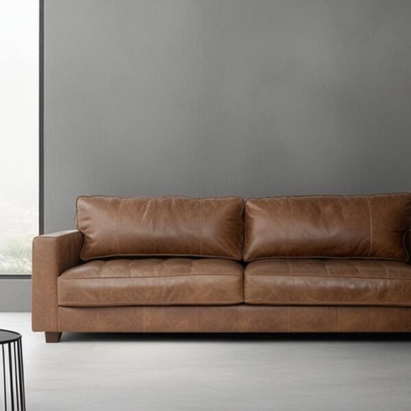 Urban ladder sofa brown leather 3 seater